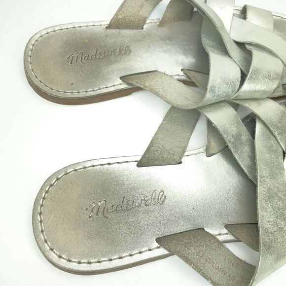 Madewell The Boardwalk Woven Slide on Sandal Metallic Silver L1167 Womens US 10 - Picture 6 of 9